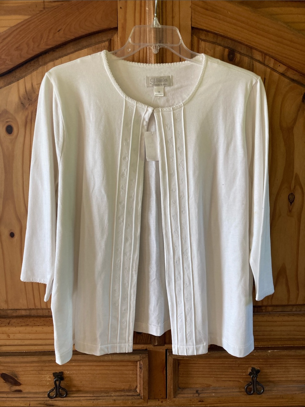 Women C.J. Banks white button down long sleeve cardigan sweater size 1X - NWT